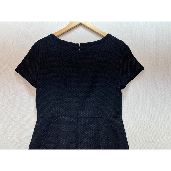 Talbots Women's Wool Blend A-Line Dress Polka Dot Size 4 Navy Blue Short Sleeve - Picture 10 of 12